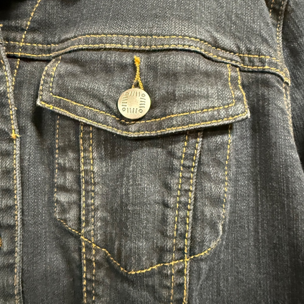 Chico's Platinum Denim jackets, silver button, French cuffs, sz 1 - Picture 3 of 6